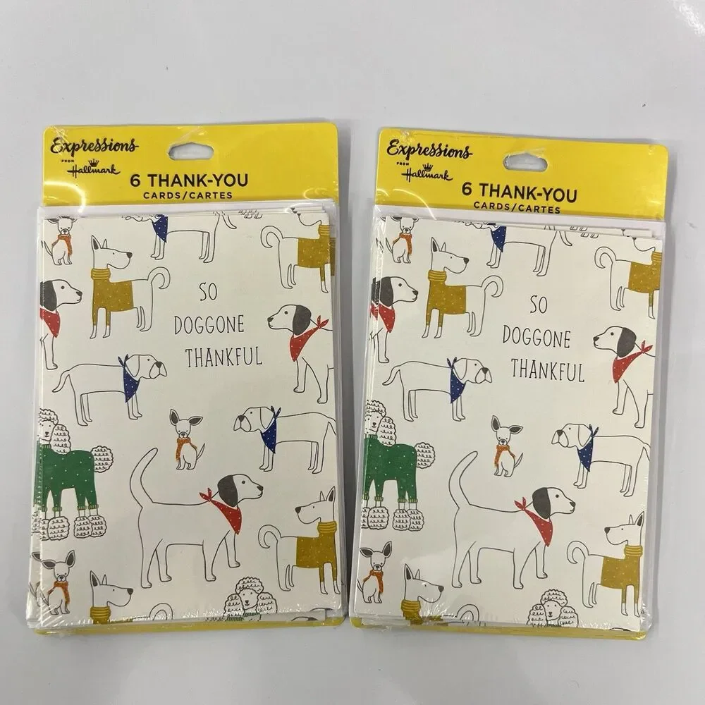 Hallmark Expressions DOGS Thank You Blank Note Cards & Envelopes Set of 12